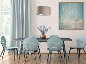 Lampa beżowa Leather E27 60W pikowanie w romby, srebro
