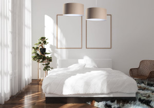 Lampa wisząca nad stół Leather E27 60W pikowanie w kropki, beż, biel