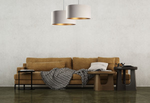 Lampa wisząca nad stół Leather E27 60W, beż, złoto