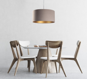 Lampa wisząca do jadalni Leather E27 60W tapicerowana, beż, złoto