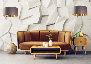 Żyrandol okrągły Leather 60W E27 ciemny beżowy, złoty, tapicerowany