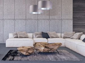 Lampa szara wisząca Leather 60W E27 satyna, srebrny