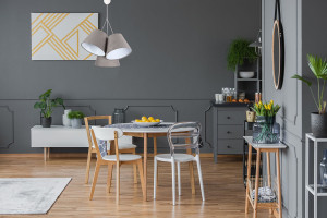 Lampa wisząca trzypunktowa BUCKET E27 60W szary / biały, zamsz