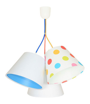 Lampa sufitowa do pokoju dziecięcego BUCKET E27 60W kolorowe kropki, biel