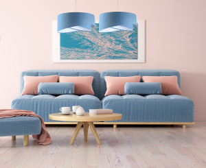 Lampa wisząca do kuchni Elegance 60W E27 błekit / biel, tkanina welurowa