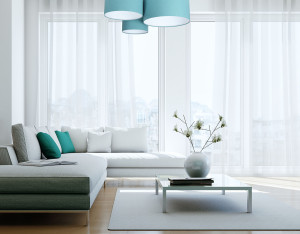 Potrójny plafon Elements 60W E27 błękitny / biały filc