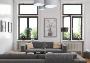 Plafon sufitowy klasyczny Elements 60W E27 szary / biały, filc