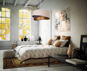 Wisząca lampa Elegance 60W E27 asymetryczna beż / brąz