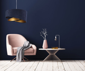 Lampa wisząca okrągła Elegance 60W E27 granat /złoto, welur