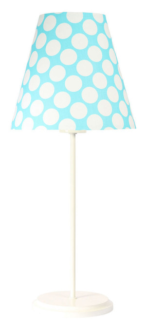 Lampa stołowa z abażurem Ombrello 60W E27 50cm niebieski / białe kropki