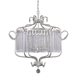 Srebrna Lampa Wisząca z Kryształkami Rinaldo E14 6-punktowa