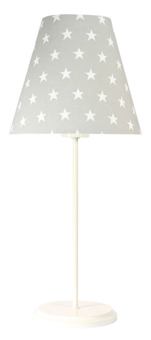 Szara lampa stołowa Ombrello 60W E27 50cm gwiazdki