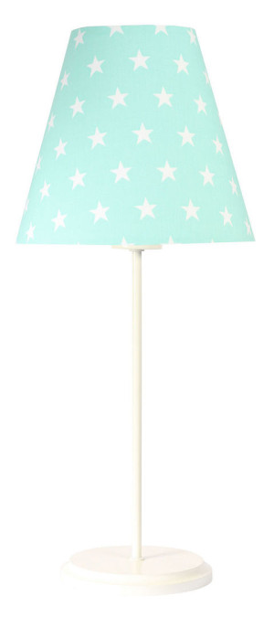 Miętowa lampa stołowa Ombrello 60W E27 50cm białe gwiazki