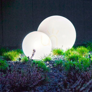Zestaw 3 zewnętrznych lamp ogrodowych kule LUNA BALLS 30/40/50 cm – LED E27, PREMIUM, odporne na UV