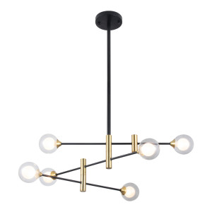 Pendul Italux Marino negru transparent G9 6x25W PND-9148-6