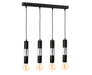 Lampa suspendata 4xE27 MAGNUM BULB NEGRU / ARGINTIU