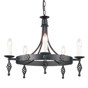 Belfry candelabru cu 5 lumini Negru Elstead