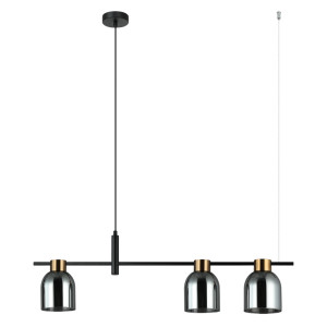 Lampă suspendată Italux Servio E14 neagră grafit fumuriu PND-66892-3-BK-SG