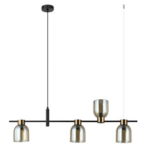 Lampă suspendată Italux Servio negru sticlă 4xE14 PND-66892-4-BK-AMB