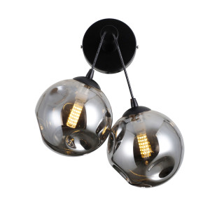 Lampă de perete Italux Perlos G9 negru/sticlă gri 2xG9 WL-54456-2A-BK-SMG
