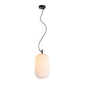 Lampă suspendată Italux Rues neagră opal 20 cm E27 PND-64536C-M-BL-OPA
