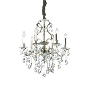 Lampă suspendată Ideallux Gioconda SP6 Argento 6xE14 cristal argintiu 62 cm 044927