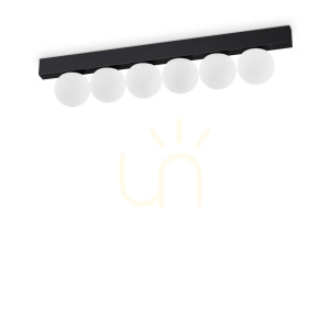 Plafonieră LED Ideallux Binomio negru metal sticlă 43,5 cm 18W 313290