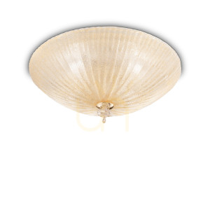 Plafond Ideallux SHELL PL6 AMBRA chihlimbar 60 cm sticlă E27 6x60W 140193