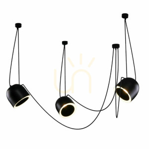 Lampă suspendată Antigo DOBO 3 neagră 3xE14 oțel 80 cm 9037