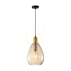 Pendul Italux Alamă Amber E27 D18 cm PND-27812-BRO-AMB