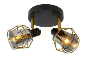 Spot Lucide NILA negru metal vintage 2xE14 77977/12/30