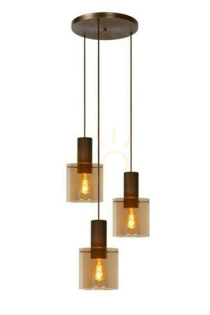 Pendul Lucide Toledo cupru, 3 becuri E27, retro, 50 cm, 74405/13/62