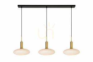 Lampă suspendată Lucide SINGALA aurie, sticlă și metal, 3xE27, 25413/03/02