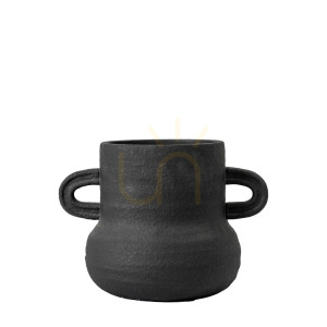 Vaza decorativă Gallery Direct Gorki mică neagră din ciment 25x18,5x18,5 cm