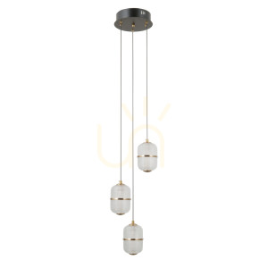 Pendul Italux Alani LED 3 becuri negru sticlă 26 cm PND-34375-3-BK