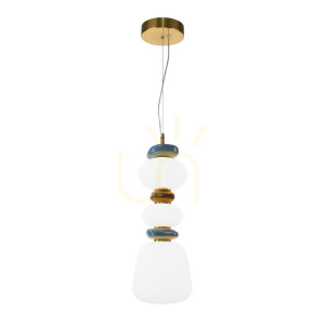 Pendul Italux Evans LED auriu sticlă ceramică 15W 3000K PND-94981V-3B-GD