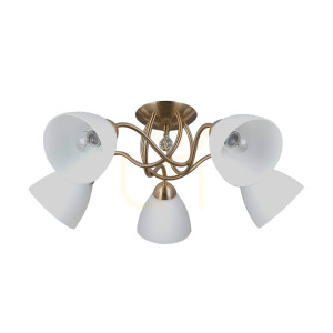Plafonieră suspendată Italux Lugano 5xE27 crom alb opal 63 cm PND-5643-5-HBR