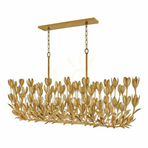 Lampă insulă FLORA - 10 surse de lumină - Aur oxidat QUINTIESSE