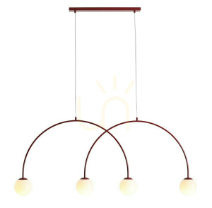 Lampă suspendată Aldex Una 4 Roșu Wine metal sticlă 1116L15_L