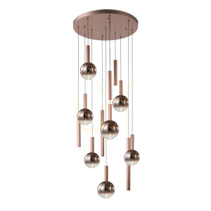 Pendul Italux Camino LED cupru 12 lumini, dimabil, 3000K, PND-24038-12A-COPP