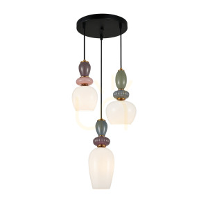 Pendul Italux Martelo 3xE27 auriu alb sticlă PND-36545-3-GD-WH