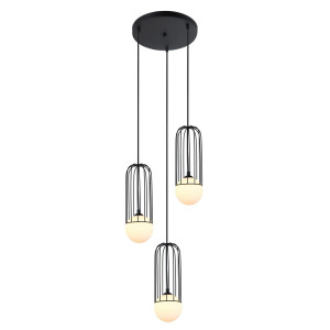 Lampă suspendată Italux Simon neagră 3xG9, 30 cm, MDM-3938/3 BK