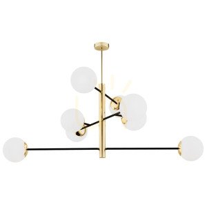 Taklampa ARGON CAMERON 8xE27 opal matt svart mässing 5041