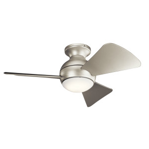 Sola fläktljuskrona Borstat nickel, IP23 3000K LED 86cm
