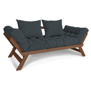Bäddsoffa WoodMan Allegro i bok med futon, grafit, 80x203x83 cm, WUA-00538