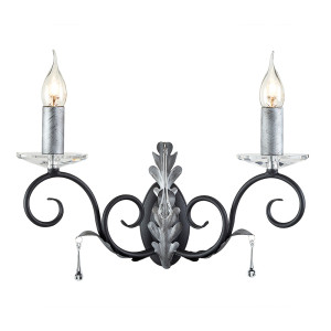 Amarilli 2 ljus vägglampa - svart/silver Elstead