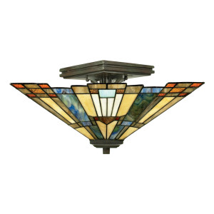 INGLENOOK 2 Ljus Semi-Flush Tiffany Plafond - Elstead