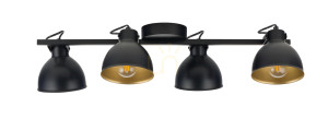 Plafond Sigma Mars 4 svart/guld E27 74 cm SKU 32272