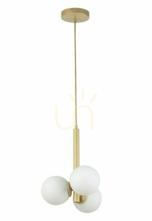 Pendellampa Sigma Perla 3 ljuspunkter guldbeige G9 33605
