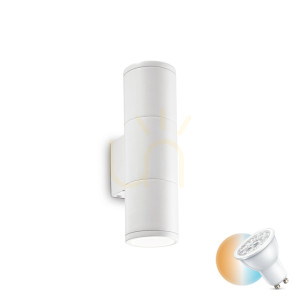 Utomhusvägglampa Ideallux GUN AP2 Small vit aluminium 100388